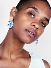 Load image into Gallery viewer, Enamel Earrings - Kinoko Marble Blue